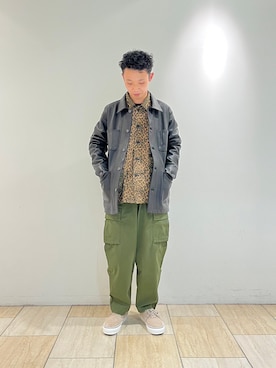 「MANASTASH（マナスタッシュ）のアイテム（カーゴパンツ）」を使った、しょーまさん（メンズ・169cm）の冬コーディネート