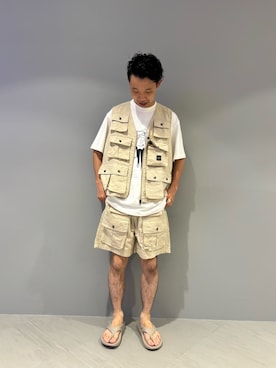 「MANASTASH（マナスタッシュ）のアイテム（ベスト）」を使った、しょーまさん（メンズ・169cm）の夏コーディネート