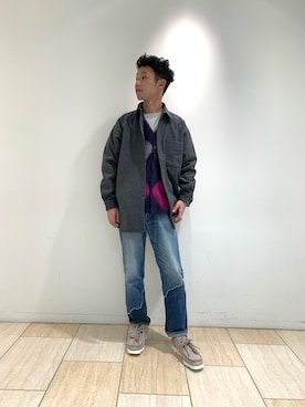 「MANASTASH（マナスタッシュ）のアイテム（カーディガン/ボレロ）」を使った、しょーまさん（メンズ・169cm）の冬コーディネート