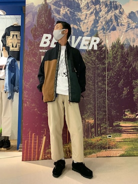 「and wander（アンドワンダー）のアイテム（トップス）」を使った、しょーまさん（メンズ・169cm）の秋コーディネート
