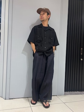 「OOFOS（ウーフォス）のOOFOS/ウーフォス OOriginal リカバリーサンダル メンズ　レディース　ユニセックス（サンダル、ブラック系）」を使った、しょーまさん（メンズ・169cm）の夏コーディネート
