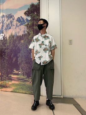「and wander（アンドワンダー）のアイテム（スニーカー）」を使った、しょーまさん（メンズ・169cm）の夏コーディネート