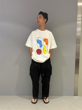 「MANASTASH（マナスタッシュ）のアイテム（カーゴパンツ）」を使った、しょーまさん（メンズ・169cm）の夏コーディネート