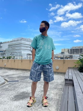 「MANASTASH（マナスタッシュ）のアイテム（シューズ）」を使った、しょーまさん（メンズ・169cm）の夏コーディネート