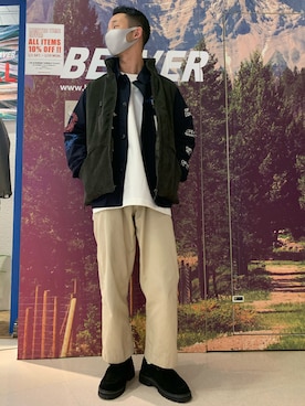 「PG（ピージー）のアイテム（その他シューズ）」を使った、しょーまさん（メンズ・169cm）の冬コーディネート