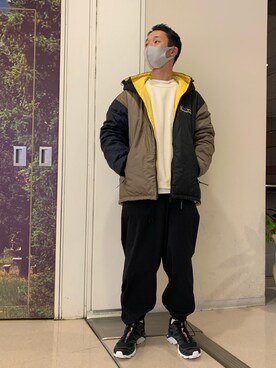 「MANASTASH（マナスタッシュ）のアイテム（ダウンジャケット/コート）」を使った、しょーまさん（メンズ・169cm）の冬コーディネート