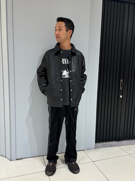 「アイテム（ライダースジャケット）」を使った、しょーまさん（メンズ・169cm）の夏コーディネート