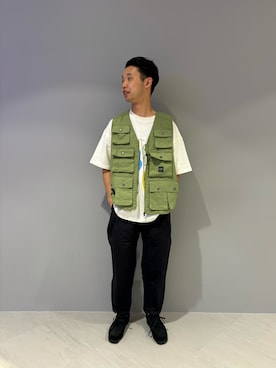 「MANASTASH（マナスタッシュ）のアイテム（ベスト）」を使った、しょーまさん（メンズ・169cm）の春コーディネート