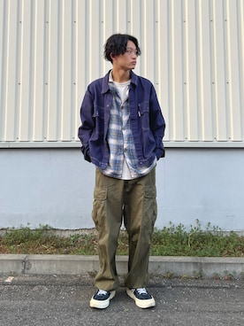 「アイテム（デニムジャケット）」を使った、わたしょさん（メンズ・166cm・20代）の春コーディネート