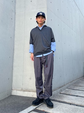「アイテム（キャップ）」を使った、わたしょさん（メンズ・166cm）の秋コーディネート