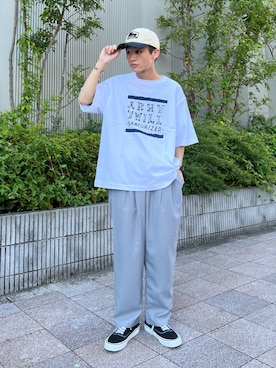 「JOURNAL STANDARD relume（ジャーナルスタンダード　レリューム）のアイテム（帽子）」を使った、わたしょさん（メンズ・166cm）の夏コーディネート