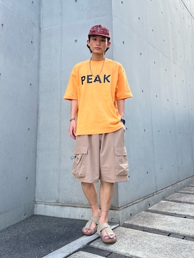 「ハーフパンツ」｜「アイテム（その他）」を使った、わたしょさん（メンズ・166cm）の夏コーディネート