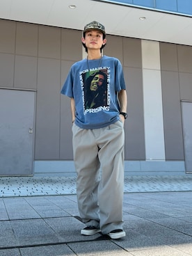 「アイテム（Tシャツ/カットソー）」を使った、わたしょさん（メンズ・166cm・20代）の夏コーディネート