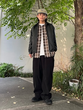 「アイテム（ライダースジャケット）」を使った、わたしょさん（メンズ・166cm）の秋コーディネート