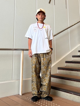 「NEW ERA（ニューエラ）のNEW ERA / ニューエラ 別注 9FORTY A-Frame APPLIQUE Los Angeles Dodgers（キャップ、ホワイト系）」を使った、わたしょさん（メンズ・166cm）の夏コーディネート