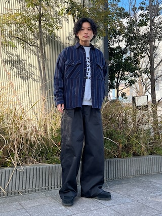 「JOURNAL STANDARD relume(ジャーナルスタンダード レリューム)のドビーストライプ CPO シャツブルゾン(シャツ/ブラウス)」を使った、わたしょさん(メンズ・166cm)の冬コーディネート