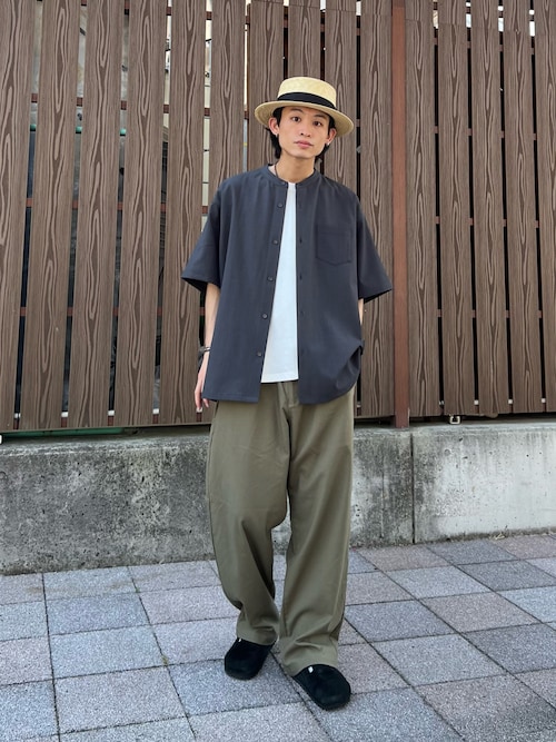 吸水速乾 TECH DOBBY “COOLMAX” クールマックス バンド カラー 半袖 シャツ