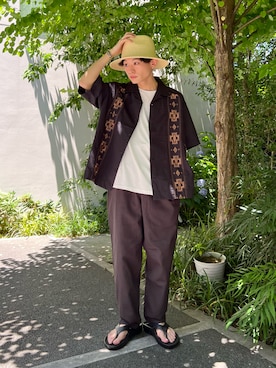 「FRUIT OF THE LOOM（フルーツオブザルーム）のアイテム」を使った、わたしょさん（メンズ・166cm）の夏コーディネート