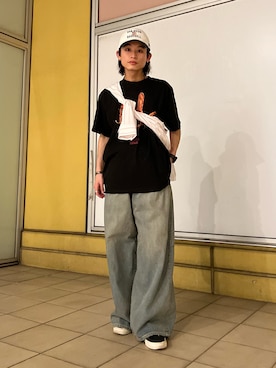 「JOURNAL STANDARD relume（ジャーナルスタンダード　レリューム）のJAMES FABRIC / ジェームスファブリック レーヨンブレンド ストライプ シャツ（シャツ/ブラウス、グレー系）」を使った、わたしょさん（メンズ・166cm）の春コーディネート