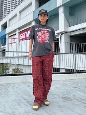 「JOURNAL STANDARD relume（ジャーナルスタンダード　レリューム）のローリングストーンズ 別注 ヴィンテージ加工 プリントTシャツ（Tシャツ/カットソー、グレー系）」を使った、わたしょさん（メンズ・166cm）の春コーディネート