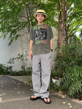 「JOURNAL STANDARD relume（ジャーナルスタンダード　レリューム）のBOB MARLEY / ボブ・マーリー 別注 フェードプリントTシャツ（Tシャツ/カットソー）」を使った、わたしょさん（メンズ・166cm・20代）の夏コーディネート