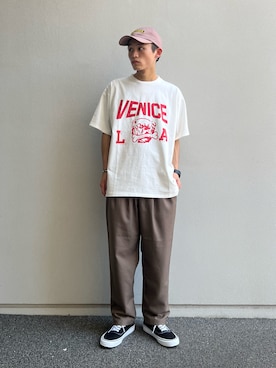 「JOURNAL STANDARD relume（ジャーナルスタンダード　レリューム）のアイテム（帽子）」を使った、わたしょさん（メンズ・166cm）の夏コーディネート