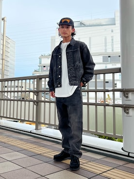 「JOURNAL STANDARD relume（ジャーナルスタンダード　レリューム）のクラフト デニム トラッカージャケット（デニムジャケット）」を使った、わたしょさん（メンズ・166cm・20代）の秋コーディネート