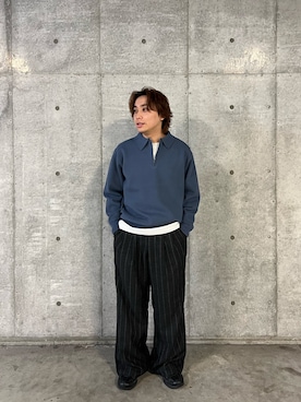 「SENSE OF PLACE by URBAN RESEARCH（センスオブプレイスバイアーバンリサーチ）のウールタッチストライプワイドフレアパンツ（その他パンツ）」を使った、sop_tsubasaさん（メンズ・167cm）の秋コーディネート