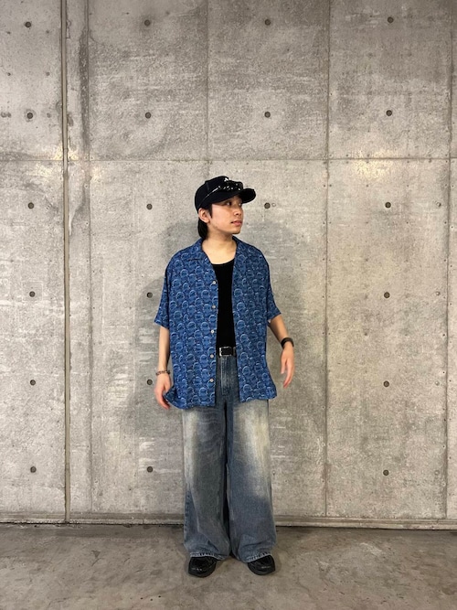 『ユニセックス』ヴィンテージライクデニムワイドパンツ