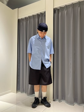 「SENSE OF PLACE by URBAN RESEARCH(センスオブプレイスバイアーバンリサーチ)の『イージーケア/速乾/接触冷感』コンフォートレギュラーカラーショートスリーブシャツ(シャツ/ブラウス、ブルー系)」を使った、sop_tsubasaさん(メンズ・167cm)の夏コーディネート
