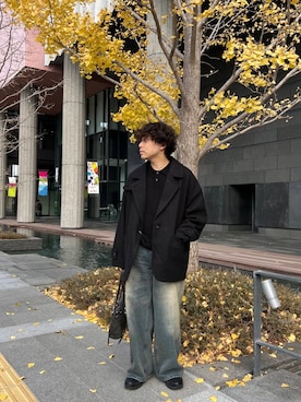 「SENSE OF PLACE by URBAN RESEARCH（センスオブプレイスバイアーバンリサーチ）のFLスクエアボストンバッグ（ボストンバッグ）」を使った、sop_tsubasaさん（メンズ・167cm）の冬コーディネート