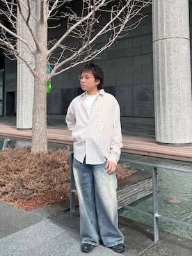 「SENSE OF PLACE by URBAN RESEARCH（センスオブプレイスバイアーバンリサーチ）の『ユニセックス』グラフチェックルーズシャツ（シャツ/ブラウス）」を使った、sop_tsubasaさん（メンズ・167cm）の春コーディネート