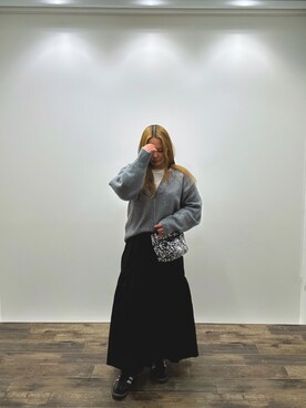 「SENSE OF PLACE by URBAN RESEARCH（センスオブプレイスバイアーバンリサーチ）のシアーレイヤードTシャツ（Tシャツ/カットソー、ホワイト系）」を使った、みゆさん（レディース・159cm）の冬コーディネート