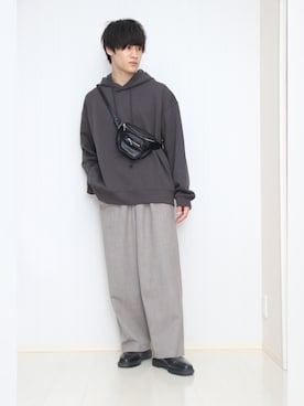 「WYM LIDNM（ウィム バイ リドム）の【WYM LIDNM】HEAVY WEIGHT WIDE PARKA（パーカー、グレー系）」を使った、Yukiさん（メンズ・171cm）の冬コーディネート