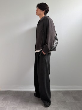 「WYM LIDNM（ウィム バイ リドム）のMVS LAYERED SLIT TANK TOP（タンクトップ、グレー系）」を使った、Yukiさん（メンズ・171cm）の春コーディネート