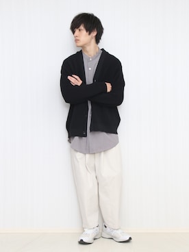 「GU（ジーユー）のアイテム（カーディガン/ボレロ、ブラック系）」を使った、Yukiさん（メンズ・171cm）の冬コーディネート