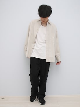 「GU（ジーユー）のアイテム（タンクトップ、ホワイト系）」を使った、Yukiさん（メンズ・171cm）の春コーディネート