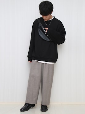 「GU（ジーユー）のアイテム（スウェット、ブラック系）」を使った、Yukiさん（メンズ・171cm）の冬コーディネート