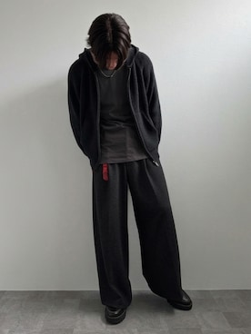 「WYM LIDNM（ウィム バイ リドム）のDOUBLE-FACED DEEP TUCK BAGGY SLACKS（スラックス、グレー系）」を使った、Yukiさん（メンズ・171cm）の春コーディネート