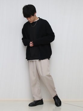 「GU（ジーユー）のアイテム（カーディガン/ボレロ、ブラック系）」を使った、Yukiさん（メンズ・171cm）の冬コーディネート