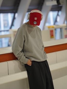 「WYM LIDNM（ウィム バイ リドム）のアイテム（スウェット）」を使った、勝也さん（メンズ・180cm）の冬コーディネート