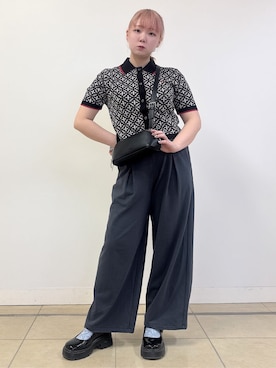 「DRESSTERIOR（ドレステリア）のオーバーラップサークルニットシャツカーデ（ニット/セーター、ベージュ系）」を使った、あき／ドレステリア柏高島屋SC店さん（レディース・160cm）の春コーディネート