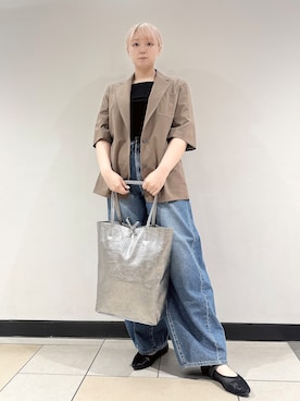 「DRESSTERIOR（ドレステリア）の【接触冷感/セットアップ可】 2WAYストレッチスリークオータージャケット（テーラードジャケット、ブラウン系）」を使った、あき／ドレステリア柏高島屋SC店さん（レディース・160cm）の夏コーディネート