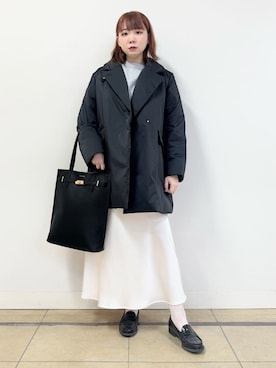 「DRESSTERIOR（ドレステリア）のAラインステッチレスダウン（ダウンジャケット/コート、ブラック系）」を使った、あき／ドレステリア柏高島屋SC店さん（レディース・160cm）の冬コーディネート