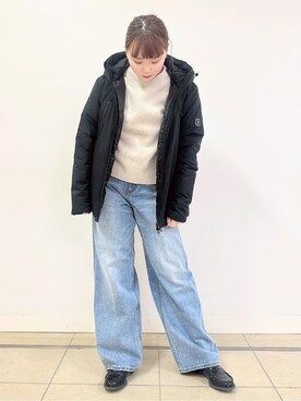 「DRESSTERIOR（ドレステリア）の◆【700フィルパワー/高品質ダウン】ウォータープルーフ ホワイトグースダウン（ダウンジャケット/コート、ブラック系）」を使った、あき／ドレステリア柏高島屋SC店さん（レディース・160cm）の冬コーディネート