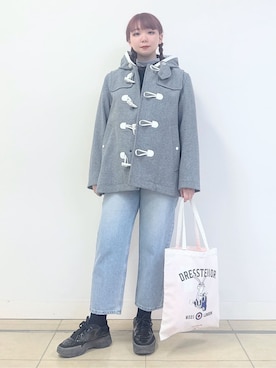 「DRESSTERIOR（ドレステリア）のグレー メルトンダッフルジャケット（ダッフルコート、グレー系）」を使った、あき／ドレステリア柏高島屋SC店さん（レディース・160cm）の冬コーディネート