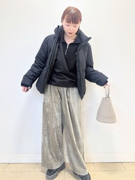 「DRESSTERIOR（ドレステリア）の【700フィルパワー/高品質ダウン】ファンクショナル ハイネックダウン（ダウンジャケット/コート、ブラック系）」を使った、あき／ドレステリア柏高島屋SC店さん（レディース・160cm）の冬コーディネート