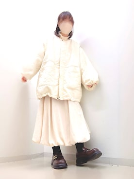 「アイテム（ダウンジャケット/コート、ベージュ系）」を使った、はるさん（レディース・157cm）の秋コーディネート