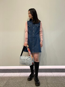 「DIESEL」｜「アイテム（ワンピース/ドレス）」を使った、唯さん（レディース・160cm）の春コーディネート