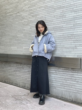 「ディーゼル」｜「アイテム（ブルゾン）」を使った、唯さん（レディース・160cm）の秋コーディネート